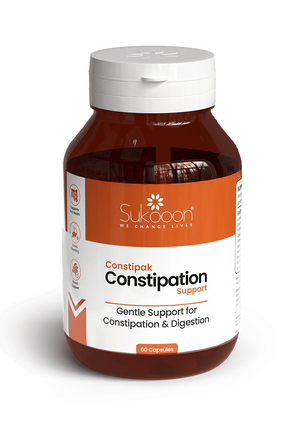 Sukoon Constipak constipation support capsules for gentle digestion relief, 60-count bottle