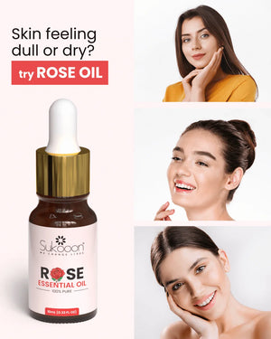 100% pure rose essential oil for dry skin, natural beauty & wellness, 10ml bottle with dropper