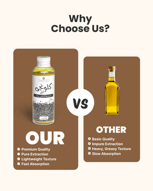 Sukoon black seed oil vs other oils: premium quality, pure extraction, lightweight texture, fast absorption