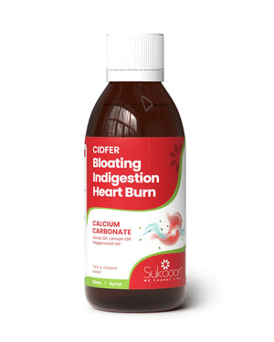 Cidfer syrup for bloating, indigestion & heartburn with calcium carbonate and essential oils