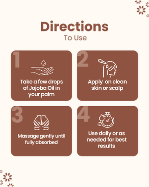 Jojoba Oil usage steps: apply drops, massage gently, use daily for best results