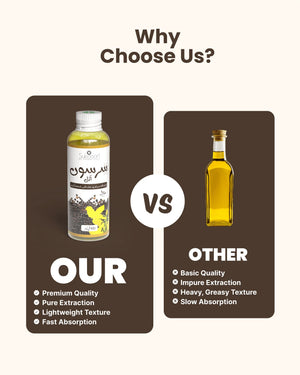 Sukoon black seed oil vs other oils: premium quality, pure extraction, lightweight texture, fast absorption
