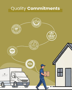 Delivery person carrying certified wellness products from DRAP, FDA, Halal, ISO & GMP registered facility to home