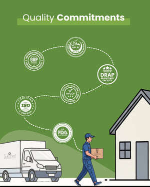 Delivery person carrying certified natural wellness products from DRAP, FDA, ISO, Halal & GMP registered facility