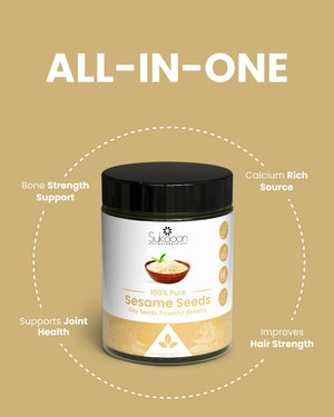 100% Pure Sesame Seeds for bone, joint, and hair health, calcium-rich natural supplement