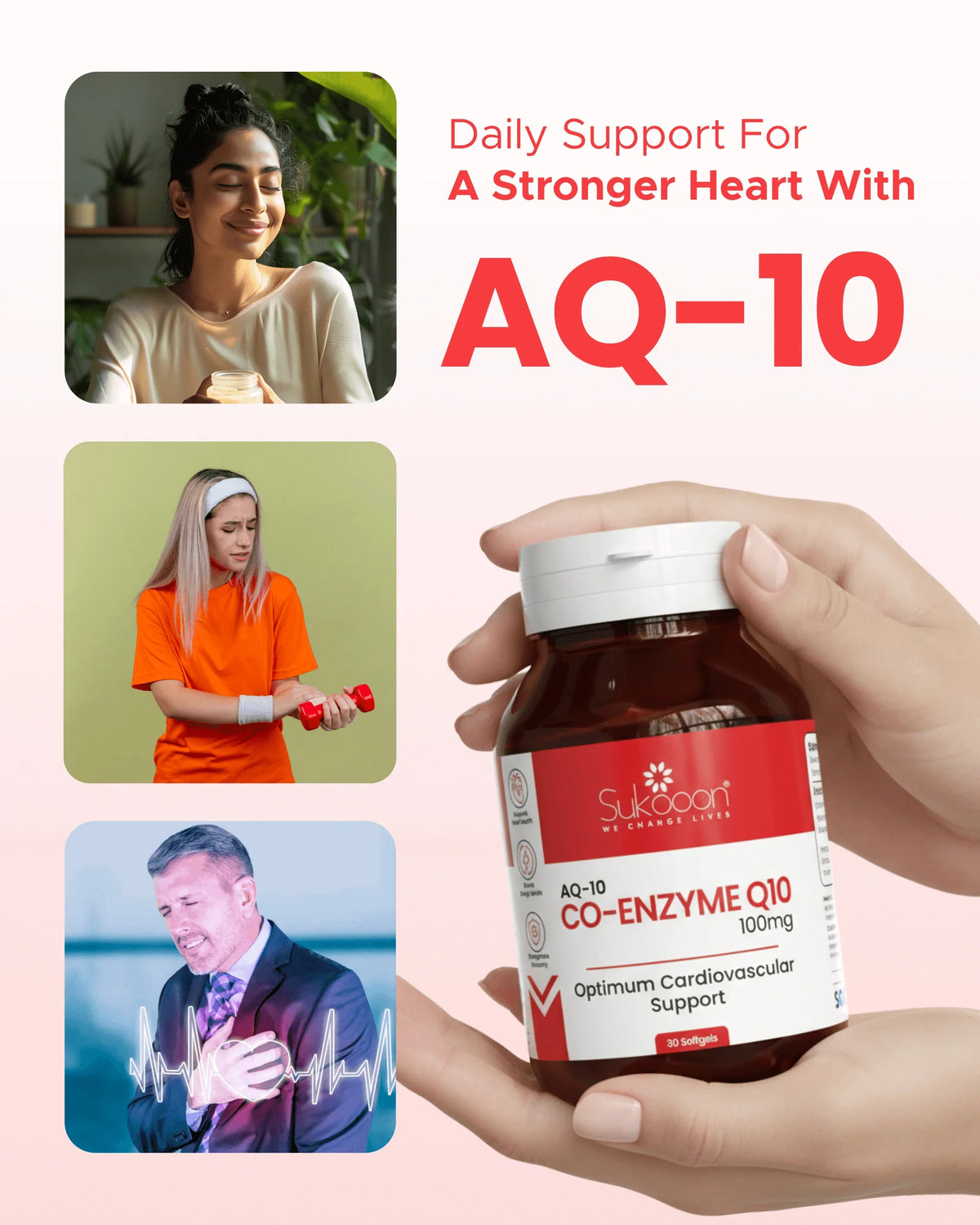AQ-10 Co-Enzyme Q10 100mg for heart health, cardiovascular support, daily wellness supplement