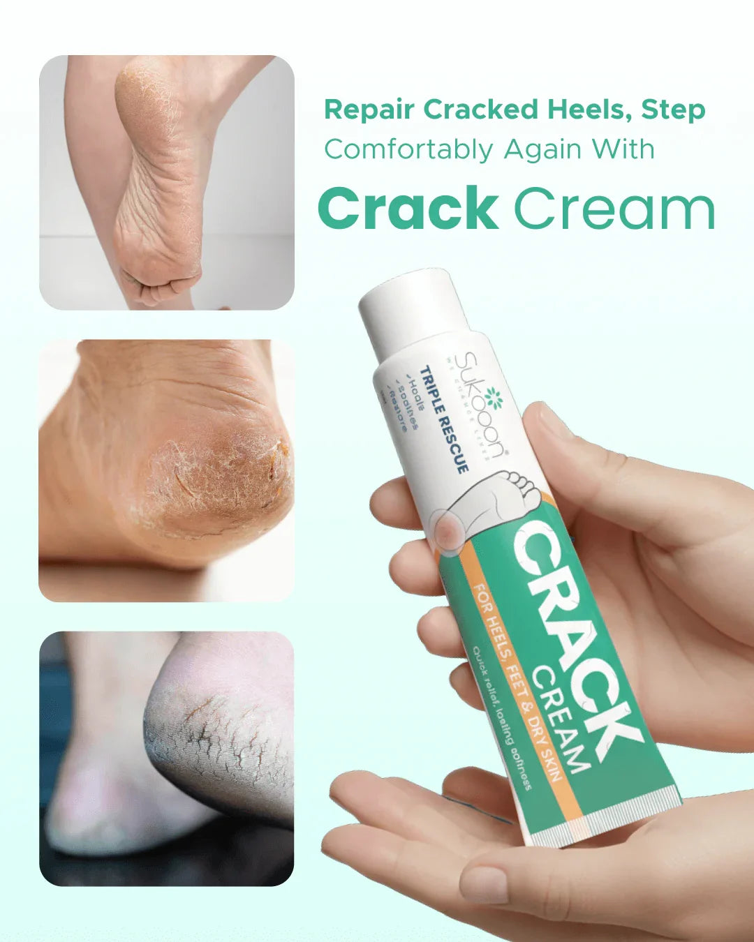 Crack Cream for dry, cracked heels and feet – soothes & repairs rough skin naturally