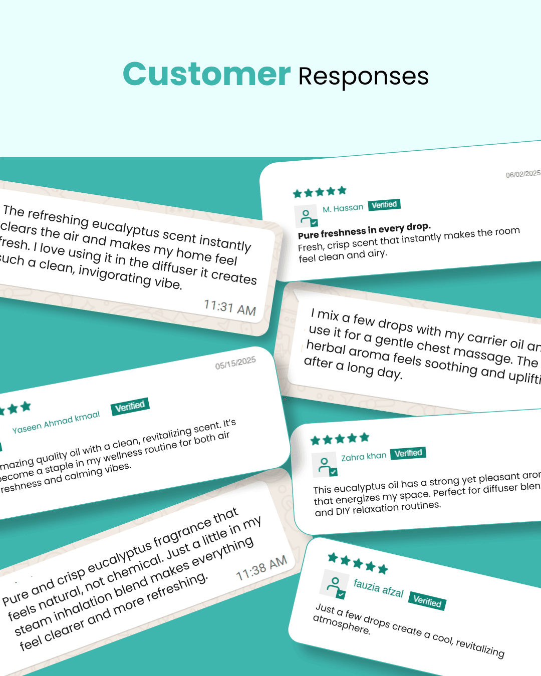 Customer reviews for eucalyptus essential oil — fresh, natural scent for diffusers, relaxation & wellness routines