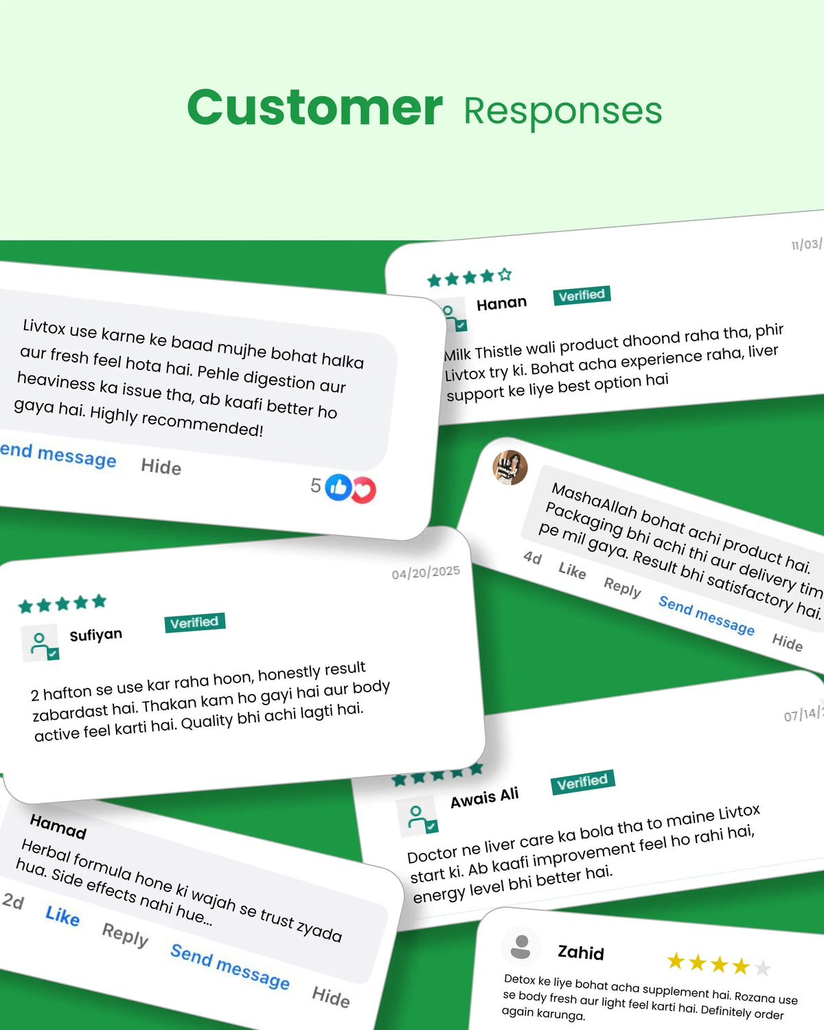 Customer reviews for Livtox liver support supplement with 5-star ratings and verified feedback on digestion and energy