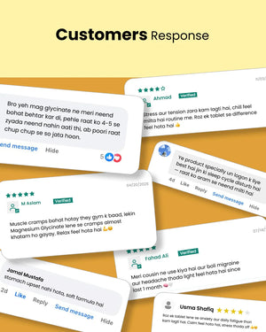 Customer reviews for natural wellness products, featuring testimonials on sleep, stress relief, and muscle recovery.