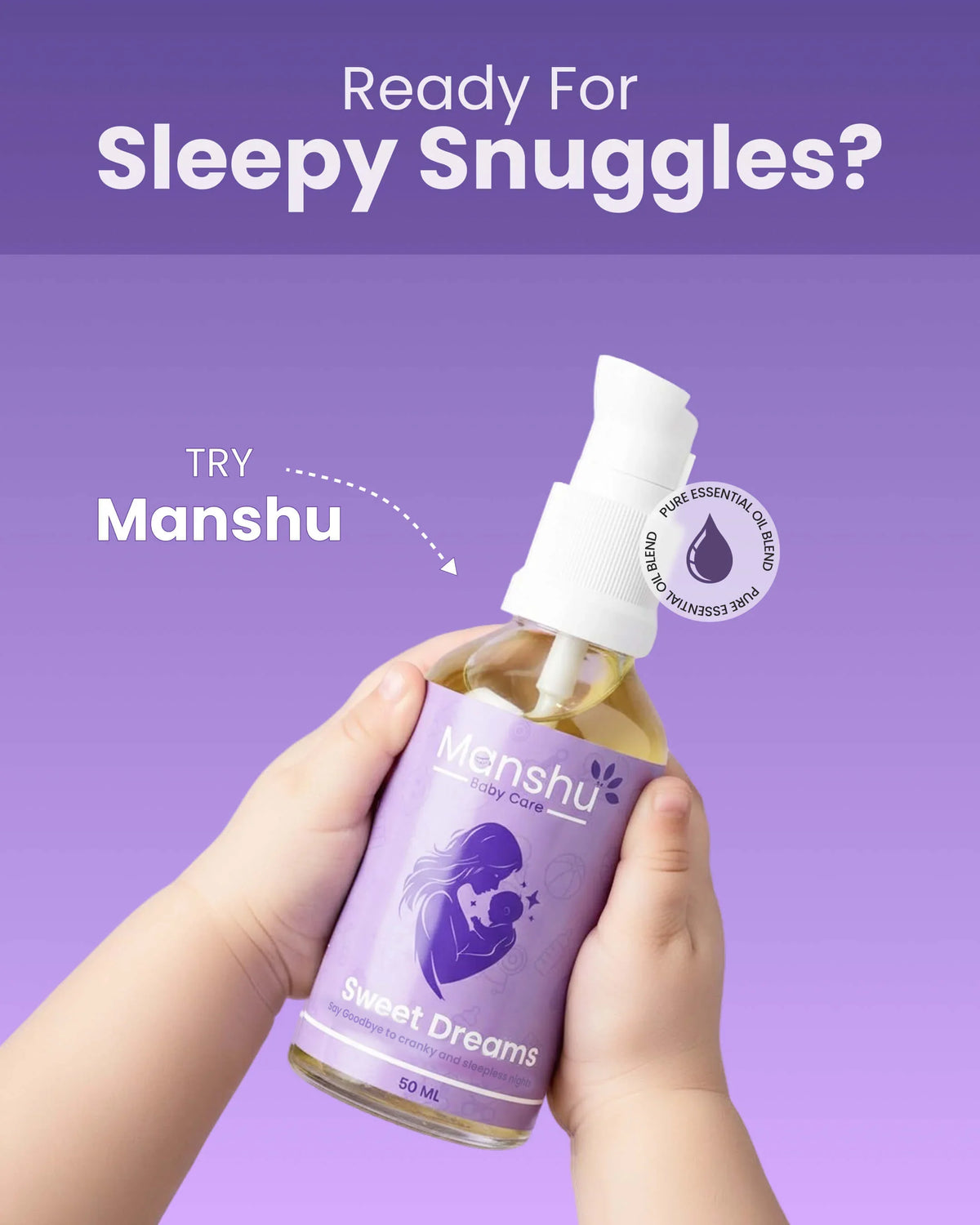 Manshu Sweet Dreams baby care spray with pure essential oil blend for calm sleep, 50ml
