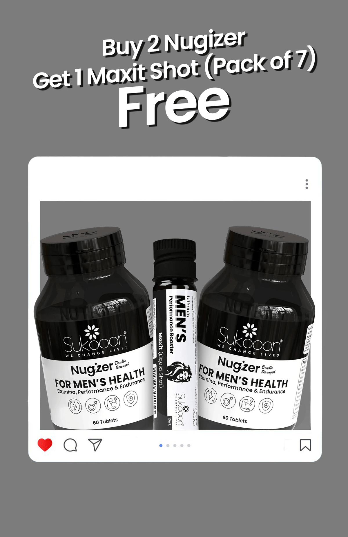 Buy 2 Nugizer Tablet 60's Get Max-it Shots Free | Buy 2 Get 1 Free