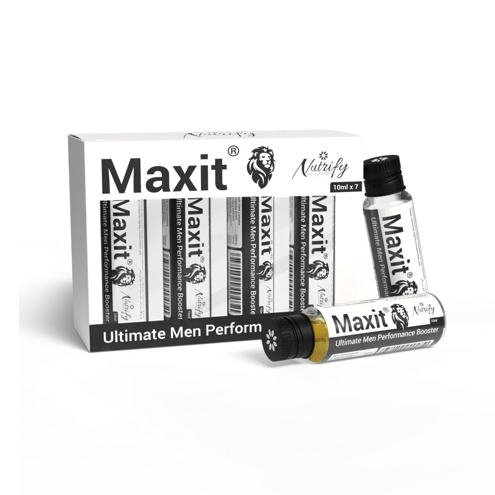 Maxit Ultimate Men Performance Booster 10ml vials and packaging, natural wellness supplement