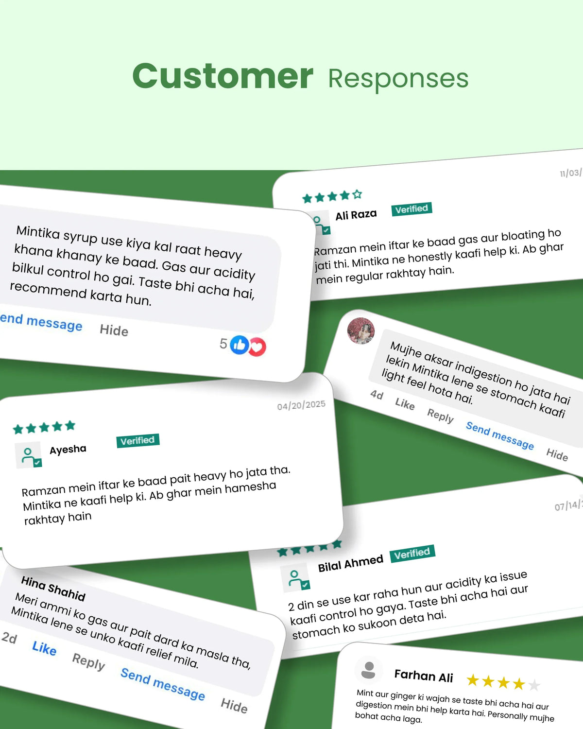 Customer reviews for Mintika syrup, praised for relieving gas, acidity & indigestion with great taste
