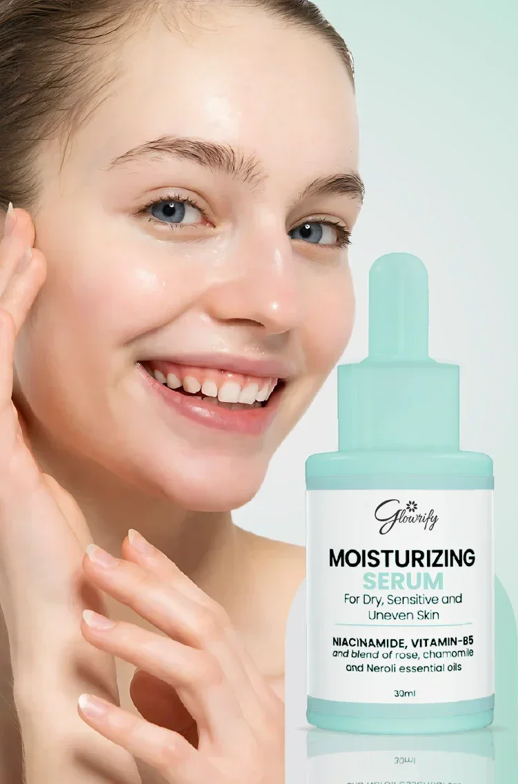 Glowrify Moisturizing Serum with Niacinamide & Vitamin B5 for dry, sensitive skin — organic beauty essential