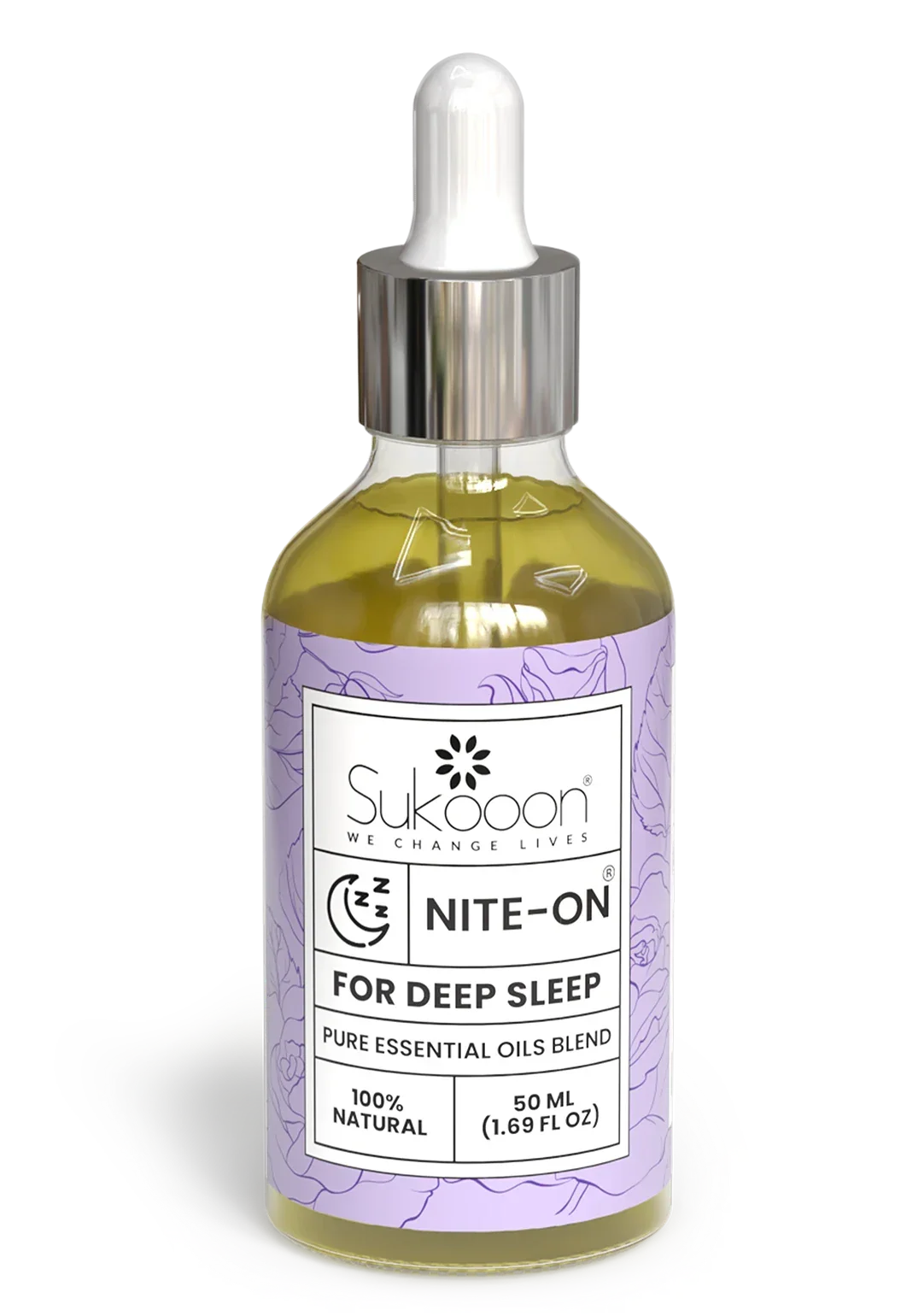 Sukooon Nite-On pure essential oils blend for deep sleep, 100% natural, 50ml dropper bottle