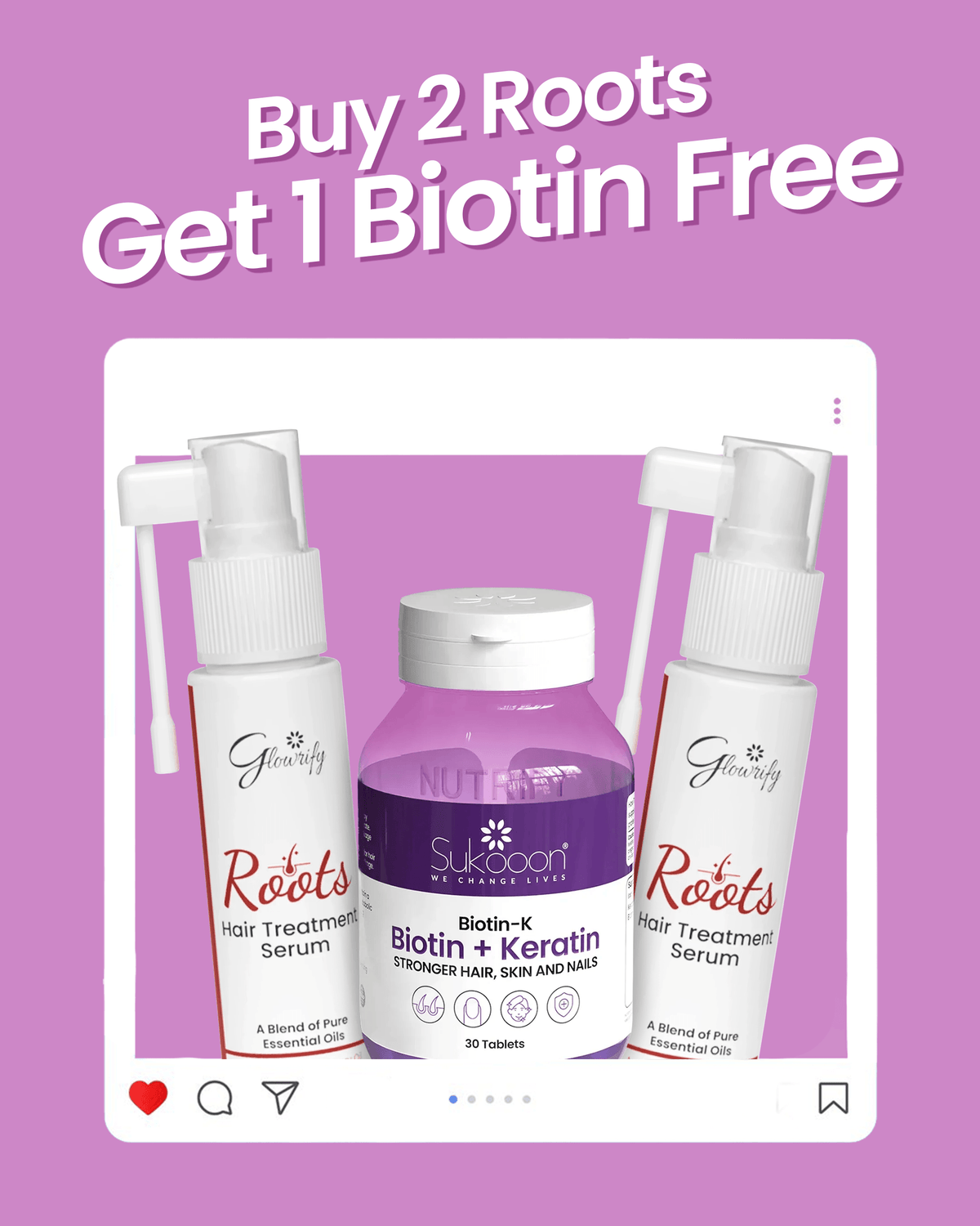 Buy 2 Roots (Get 1 Biotin-K + Scalp Massager Free)