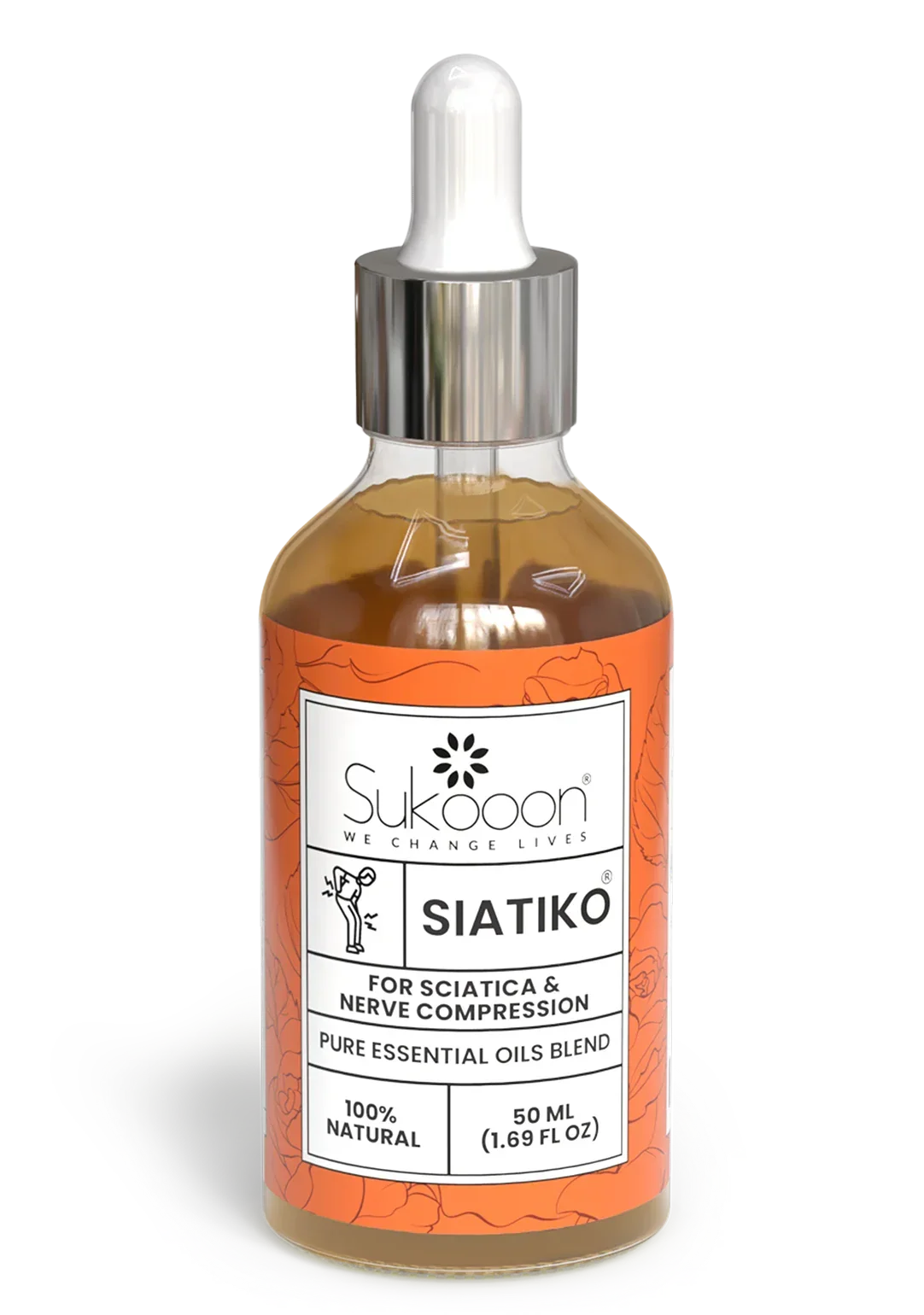 Sukoon Siatiko essential oil blend for sciatica & nerve compression, 100% natural, 50ml