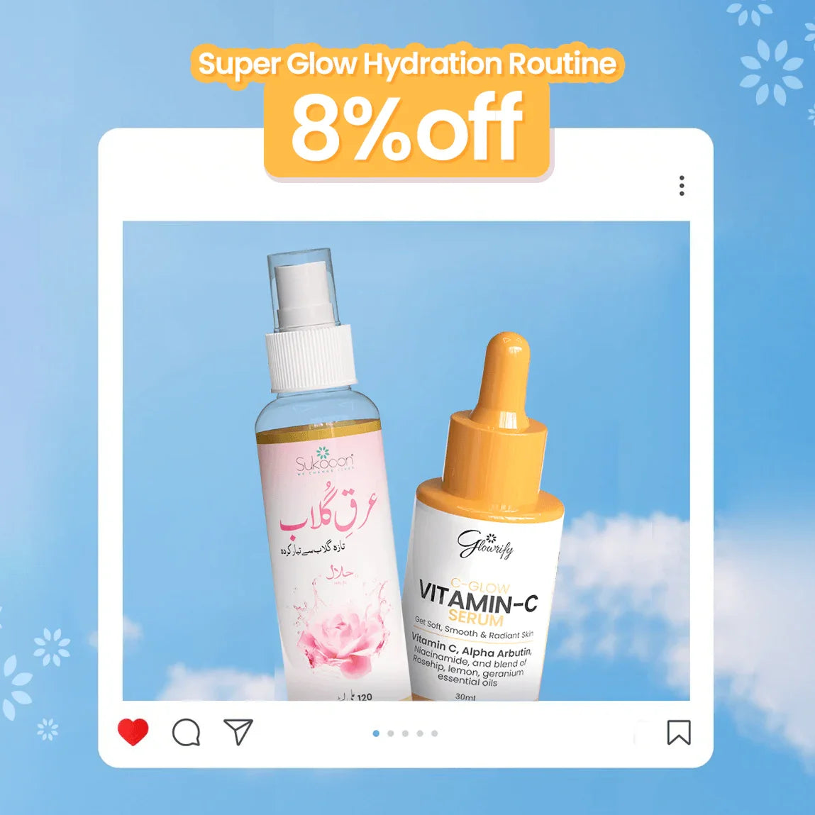 Super Glow Hydration Routine with Vitamin C Serum & Rose Toner, 8% off