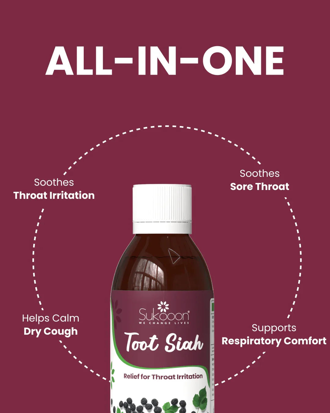 Sukoon Toot Siah for throat irritation relief, soothes sore throat, calms dry cough, supports respiratory comfort