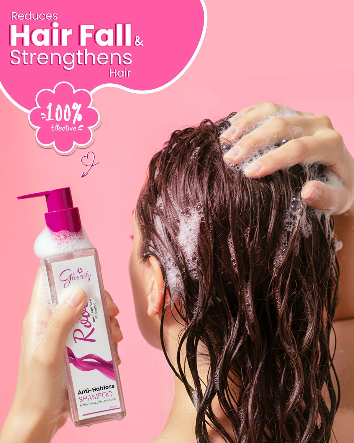 Anti-hairloss shampoo reducing hair fall & strengthening hair with Biotin, Anagain, Procapil