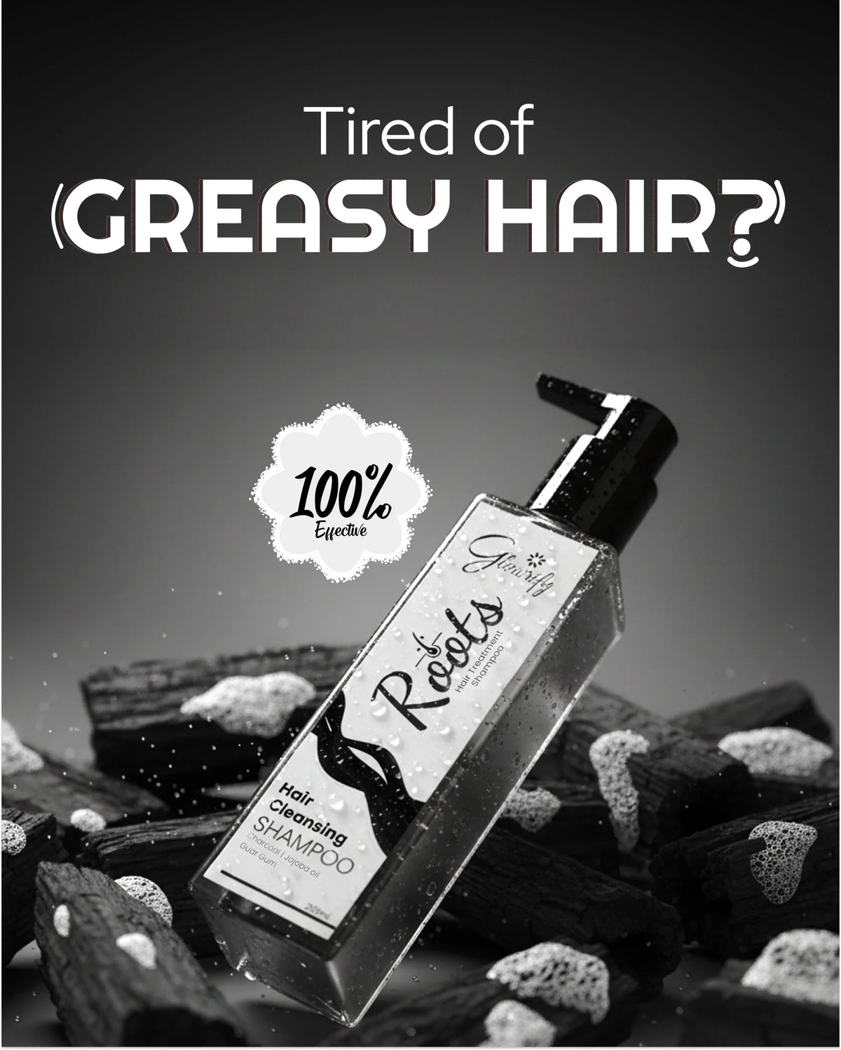 Hair Cleansing Shampoo with Charcoal & Jojoba Oil for Greasy Hair, 100% Effective Treatment