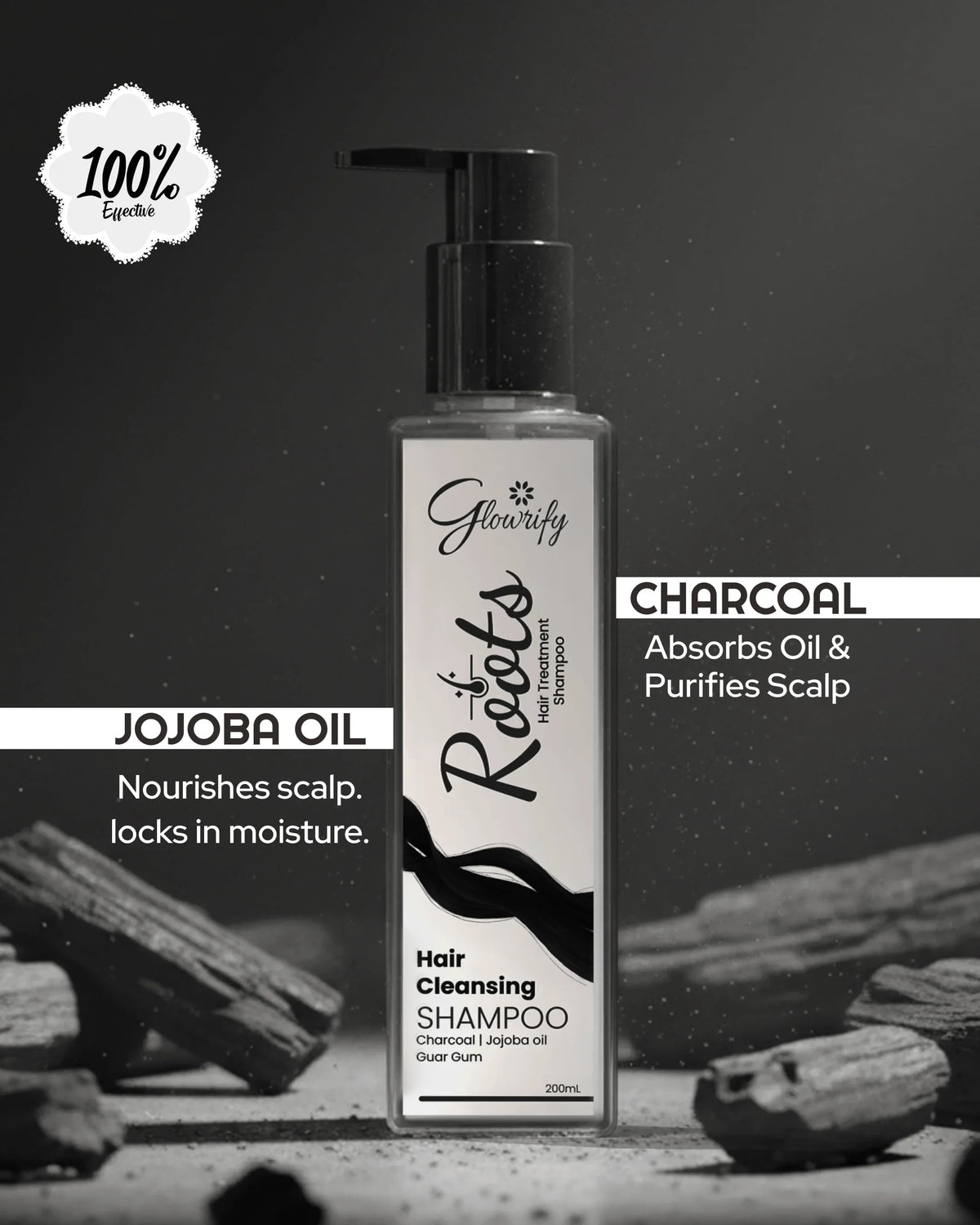 Charcoal & Jojoba Oil Hair Cleansing Shampoo for Scalp Purification and Moisture Lock