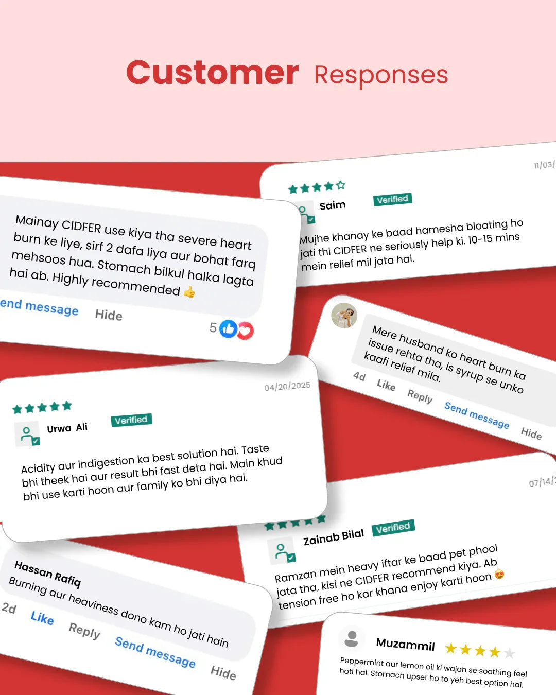 Customer reviews for natural heartburn relief syrup, verified testimonials on wellness product effectiveness