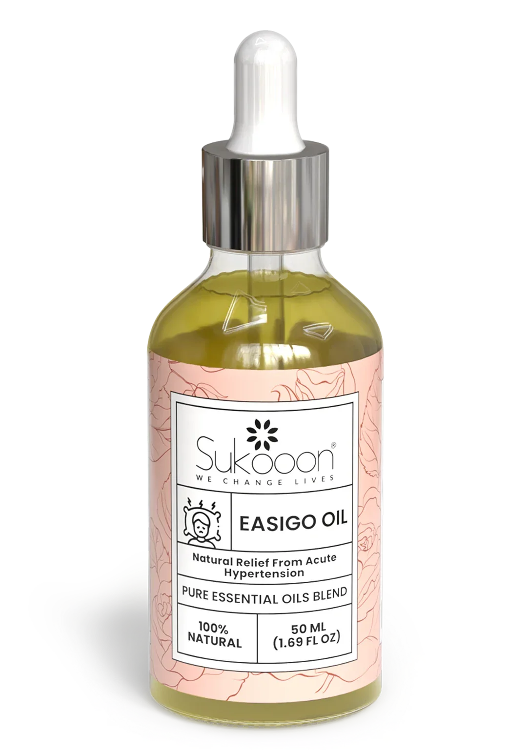 Sukoon Easigo Oil - 100% natural essential oil blend for hypertension relief, 50ml dropper bottle