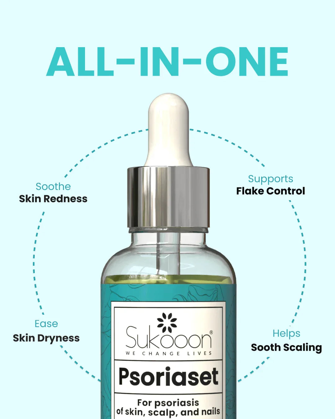 Sukooon Psoriaset all-in-one serum for psoriasis relief, soothes redness, dryness, scaling, and flake control