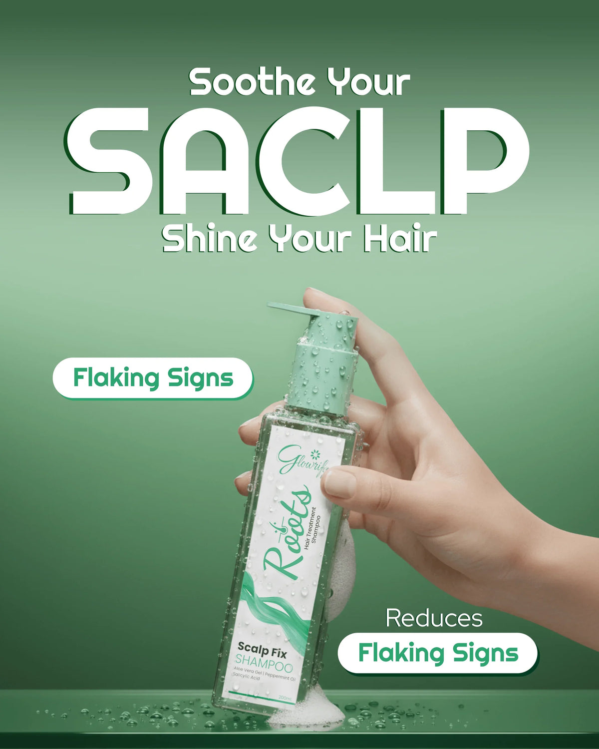 Scalp Fix Shampoo for flaking signs, soothes scalp, shines hair with natural ingredients