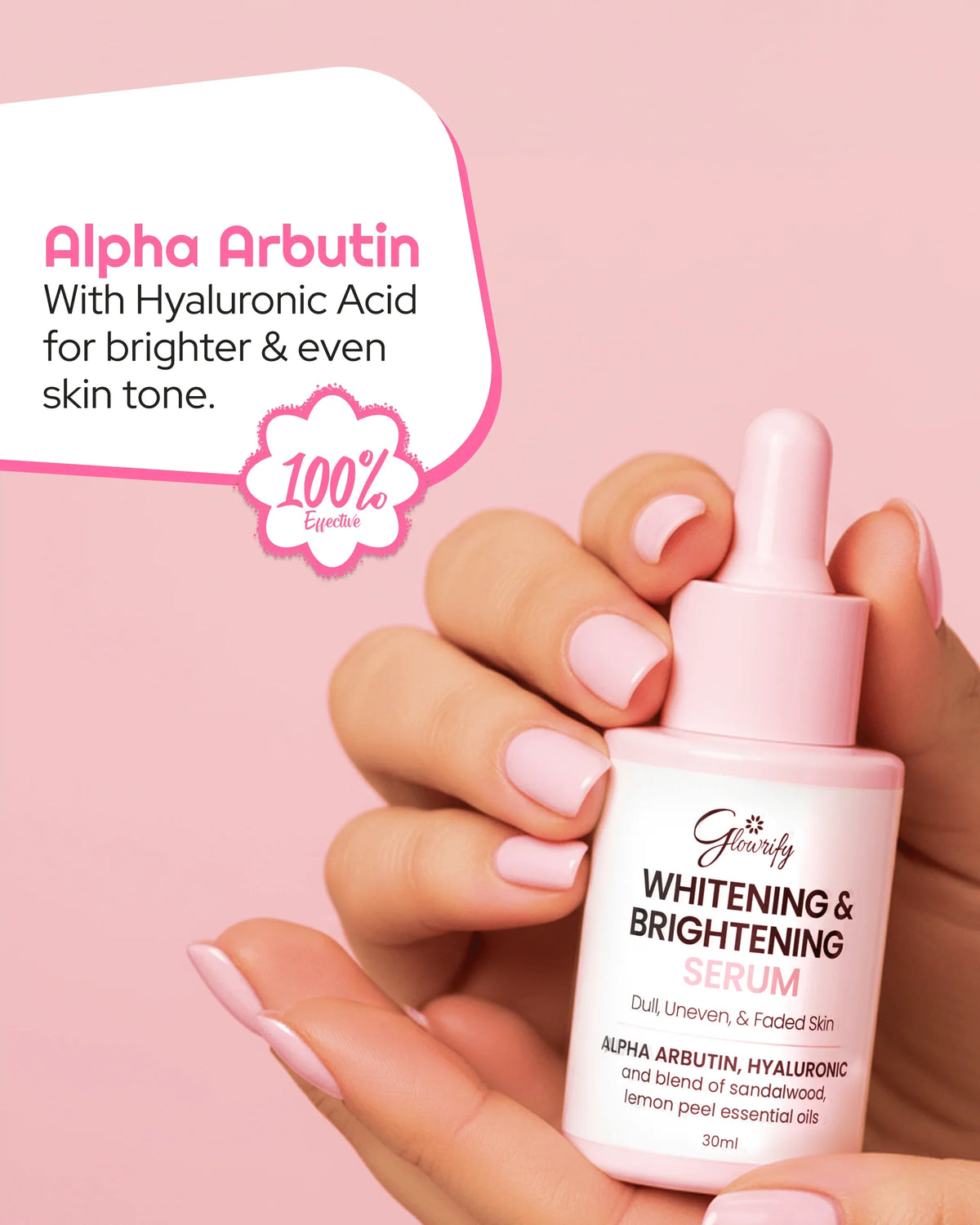 Glowrify Whitening & Brightening Serum with Alpha Arbutin and Hyaluronic Acid for even skin tone